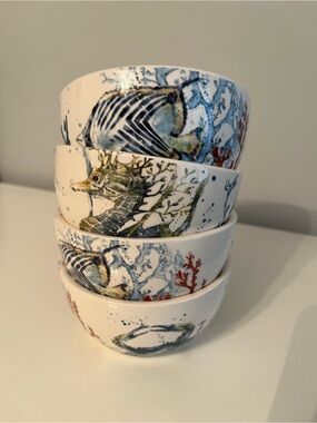Pier 1 Imports Sea Life Ironstone Dip Bowl Set